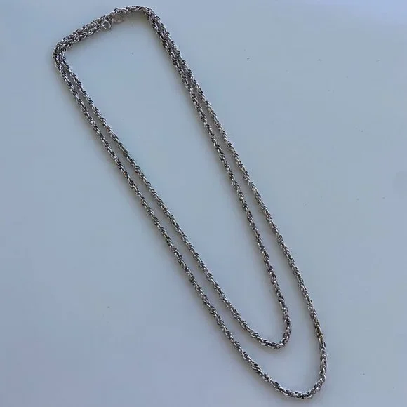 Vendome 1980's Silver Tone Rope Long 54" Necklace - Picture 1 of 4